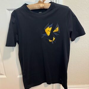 Fendi Black embroidered Monster Eyes Men's T-Shirt